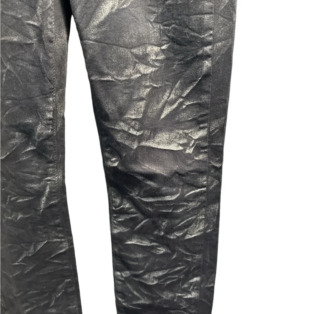 Paige Verdugo Ultra Skinny Jeans Coated Black Denim Size 26 - Picture 4 of 9
